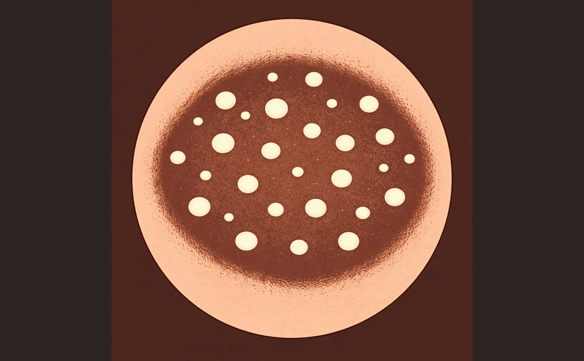 Dermoscopic illustration showing milia-like cysts as bright white-yellow keratin pearls scattered across a pigmented seborrhoeic keratosis surface