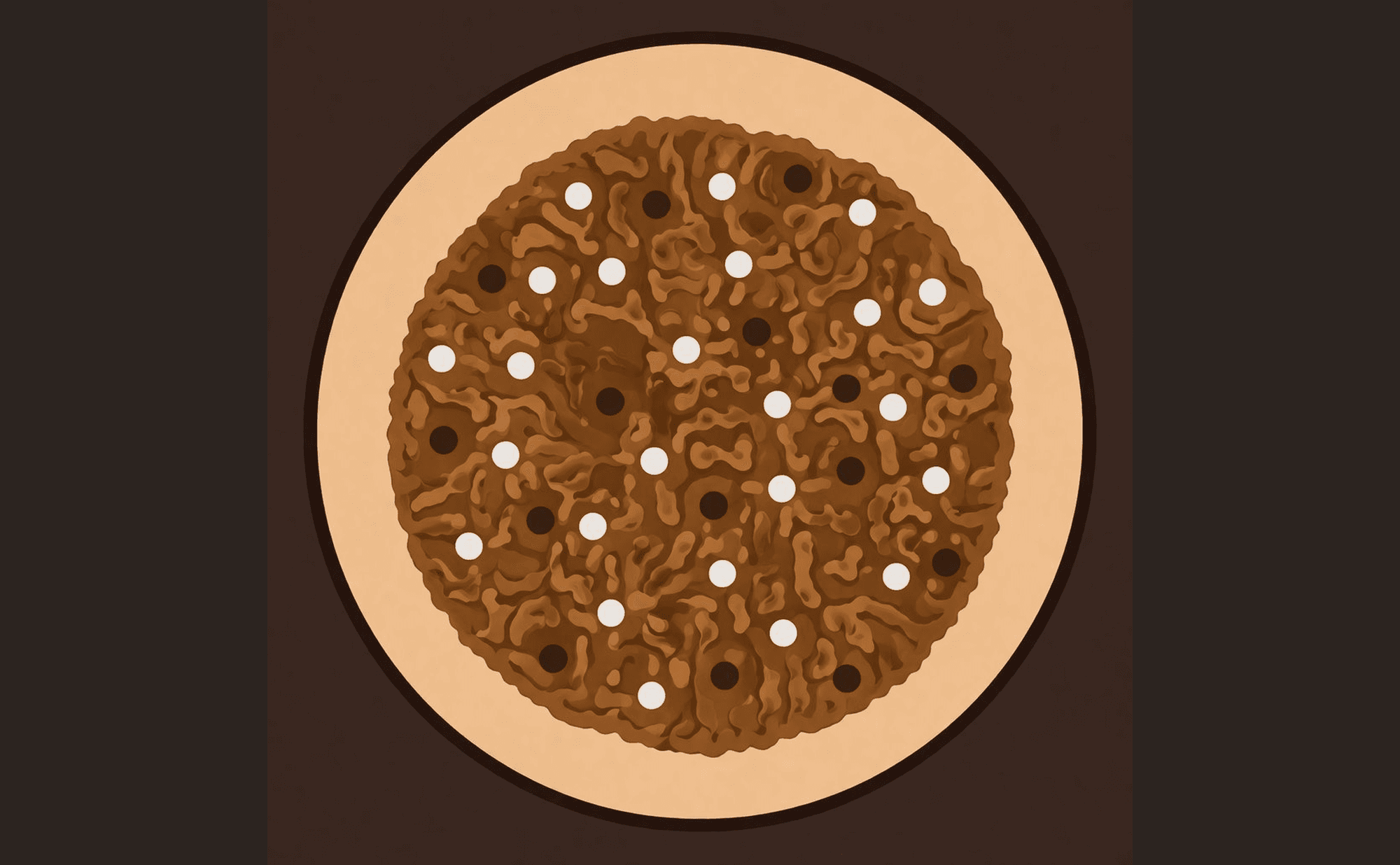 Dermoscopic illustration of classic seborrhoeic keratosis showing milia-like cysts, comedo-like openings, cerebriform fissures and ridges, and sharp demarcation
